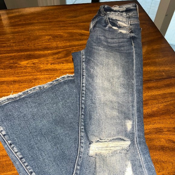 Buckle Flying Monkey Size 22 Mid-Rise Super Flare Distressed Jeans - Picture 4 of 5